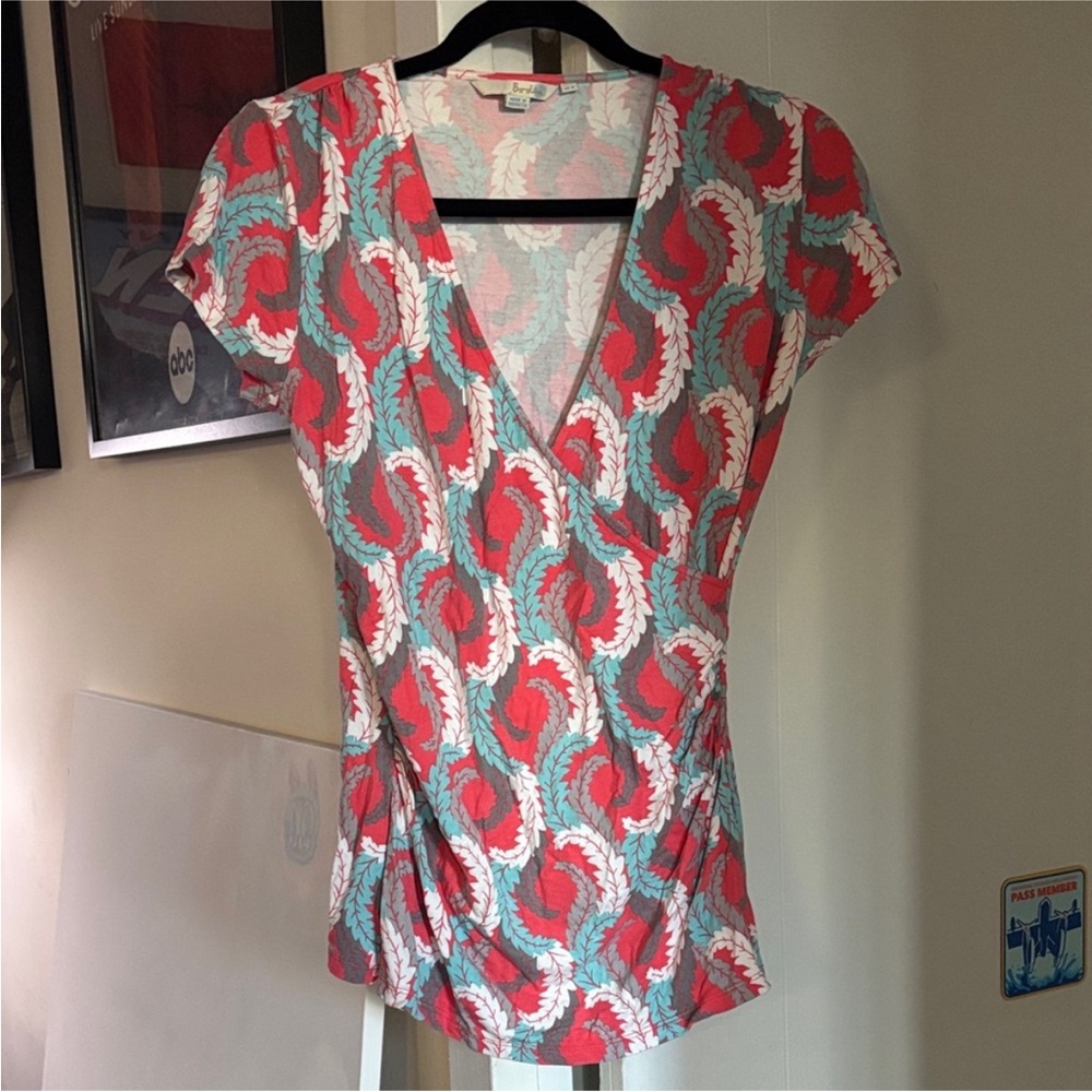 Boden Front Wrap Short Sleeve Top